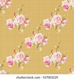 Seamless floral pattern with pink roses Vector Illustration EPS8