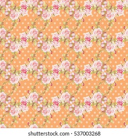Seamless floral pattern with pink roses Vector Illustration EPS8