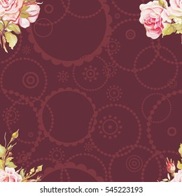 Seamless floral pattern with pink roses Vector Illustration EPS8
