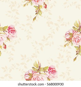 Seamless floral pattern with pink roses Vector Illustration EPS8