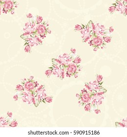 Seamless floral pattern with pink roses Vector Illustration EPS8