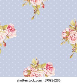 Seamless floral pattern with pink roses Vector Illustration EPS8