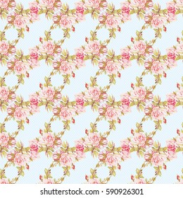 Seamless floral pattern with pink roses Vector Illustration EPS8