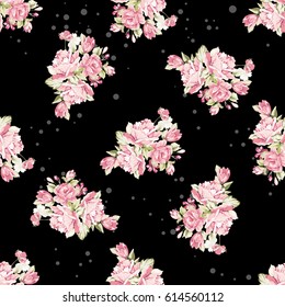 Seamless floral pattern with pink roses Vector Illustration EPS8