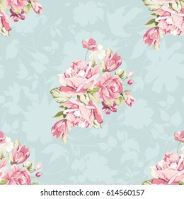Seamless floral pattern with pink roses Vector Illustration EPS8