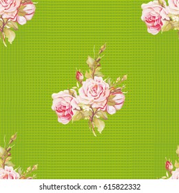 Seamless floral pattern with pink roses Vector Illustration EPS8