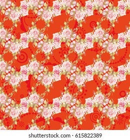 Patrón floral sin fisuras con rosas rosadas Vector Ilustración EPS8