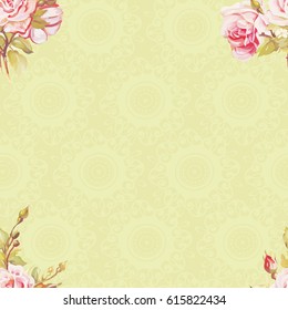 Seamless floral pattern with pink roses Vector Illustration EPS8