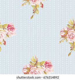 Seamless floral pattern with pink roses Vector Illustration EPS8