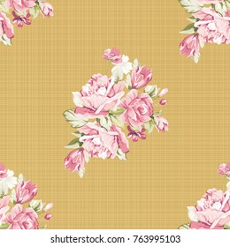 Seamless floral pattern with pink roses Vector Illustration EPS8