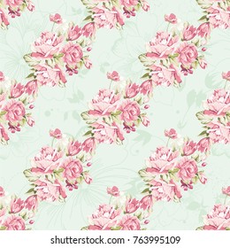 Seamless floral pattern with pink roses Vector Illustration EPS8