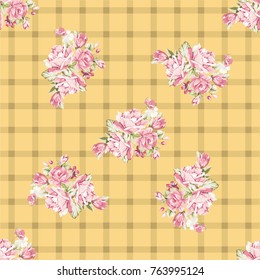 Seamless floral pattern with pink roses Vector Illustration EPS8