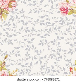 Seamless floral pattern with pink roses Vector Illustration EPS8