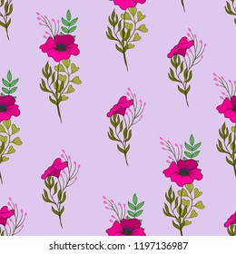 Seamless floral pattern with pink small flowers