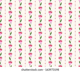 Seamless floral pattern with pink tiny flowers in rows. Can be used for wallpaper, pattern fills, web page background,surface textures