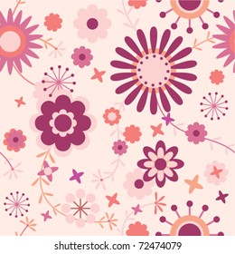 seamless floral pattern in pink, vinous and red