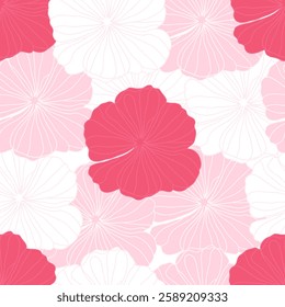 Seamless floral pattern with pink and white blossoms in a soft, romantic style. Elegant and feminine design, ideal for textiles, wallpaper, and decor.