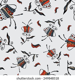 Seamless floral pattern plant. vector 4