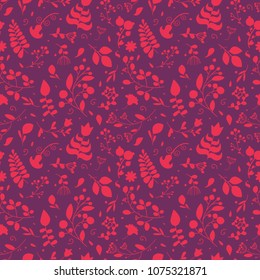 Seamless floral pattern. Plants ornament for wrapping paper.
