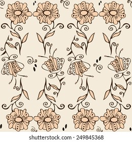 Seamless floral pattern plants. vector 5