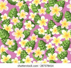 Seamless floral pattern. Plumeria. Hawaiian flowers.