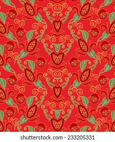 Seamless floral pattern with pomegranates