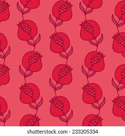 Seamless floral pattern with pomegranates