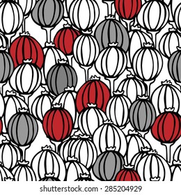 Seamless floral pattern with poppy boxes