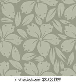 Seamless floral pattern, pretty ditsy print with hand drawn plants in autumn colors. Cute botanical design: small and large daisy flowers, leaves, herbs on a dark background. Vector illustration.