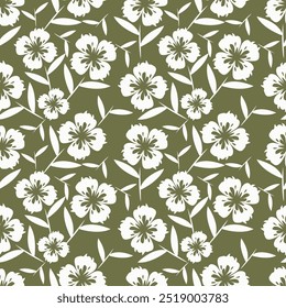 Padrão floral contínuo, impressão bastante elegante com plantas desenhadas à mão em cores de outono. Design botânico bonito: flores pequenas e grandes margaridas, folhas, ervas em um fundo escuro. Ilustração vetorial.