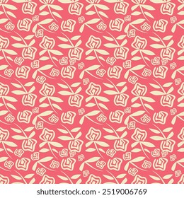 Seamless floral pattern, pretty ditsy print with hand drawn plants in autumn colors. Cute botanical design: small and large daisy flowers, leaves, herbs on a dark background. Vector illustration.
