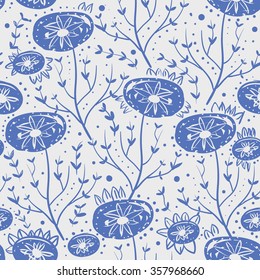 Seamless floral pattern. Pretty hand drawn background