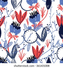 Seamless floral pattern. Pretty hand drawn background