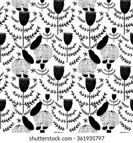 Seamless floral pattern. Pretty hand drawn background