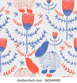 Seamless floral pattern. Pretty hand drawn background