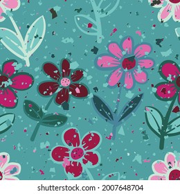 Seamless floral pattern. A primitive shabby drawing.