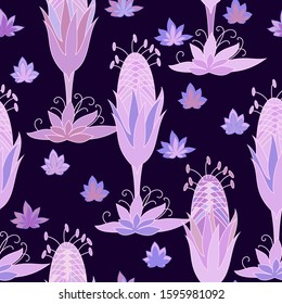 Seamless floral pattern. Print for paper and textiles. Vector illustration.
