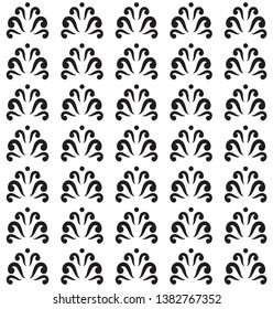 Seamless floral pattern, seamless print with swirls, abstract seamless background in black and white, retro background with small simple pattern