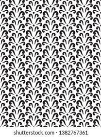 Seamless floral pattern, seamless print with swirls, abstract seamless background in black and white, retro background with small simple pattern