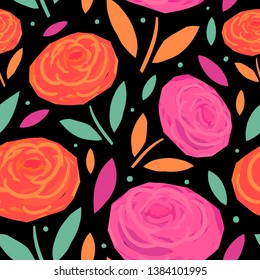 Seamless floral pattern for print, textile, fabric. Modern flowers illustration background.