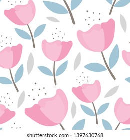 Seamless floral pattern for print, textile, fabric. Modern flowers illustration background.