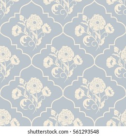 Seamless floral pattern in provence style. Endless pattern can be used for ceramic tile, wallpaper, linoleum, wrapping paper, textile, web page background