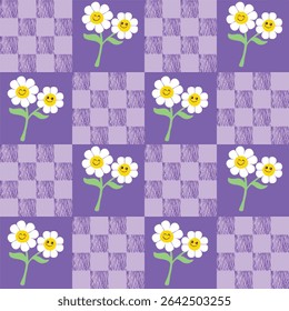 nahtloses florales Muster mit violettem Hintergrund