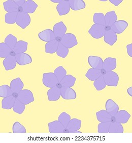 Seamless floral pattern with purple buds on a yellow background in vector