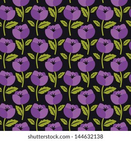 Seamless floral pattern with purple flowers