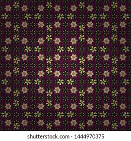 Seamless floral pattern in purple, gray and red colors. Many little vector floral seamless pattern in ditsy style.