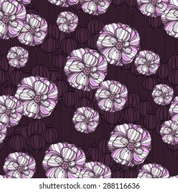 Seamless floral pattern with purple
 poppy flowers
