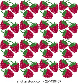 Seamless floral pattern with raspberries 
