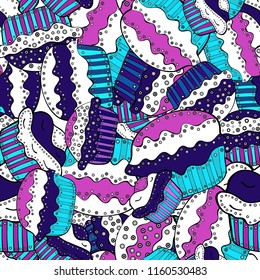 Seamless Floral Pattern in Raster illustration. Flat Flower Elements Design. Colour Summer Theme seamless pattern Background. Flowers on brown, black and green colors.
