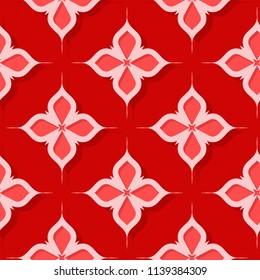 Seamless floral pattern. Red 3d designs. Vector illustration